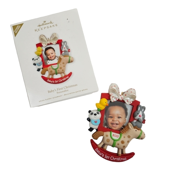 Hallmark 2012 Baby's‎ First Christmas Rocking Horse Picture Tree Ornament P14 - Picture 1 of 6
